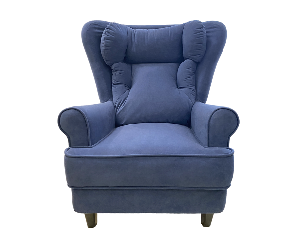 Кресло Комфорт 2, не раскладное, пружинный блок Боннель (, 1120*910*900, Vip Textil Catania Dusty blue//Венге, в собранном виде)